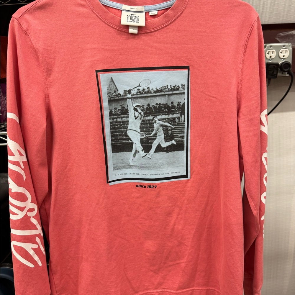 Lacoste Live peach Long Sleeve Tee with Graphic Design